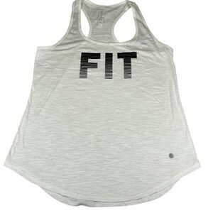 Bally Total Fitness FIT Racerback Tank Top White Graphic NWT Large